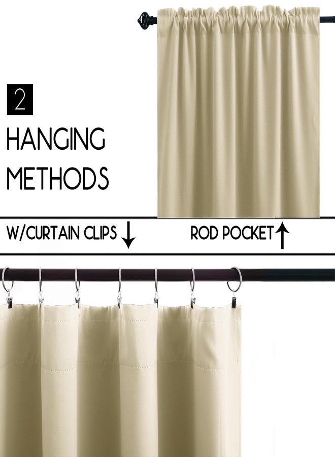 KOUFALL Rod Pocket Blackout Tier Short Curtains-Biscotti Beige-34x30 - Image 2